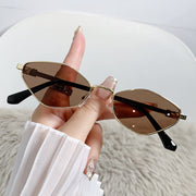 Metal Small Frame Rhombus Cat Eye Sunglasses