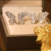 Butterfly Zircon Earrings Silver Pin Butterfly Wings