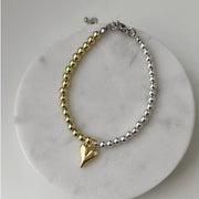 Round Beads Glossy Heart-shaped Multi-part Bracelet