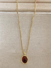 Women's Amber Twin Gold Necklace Pendant