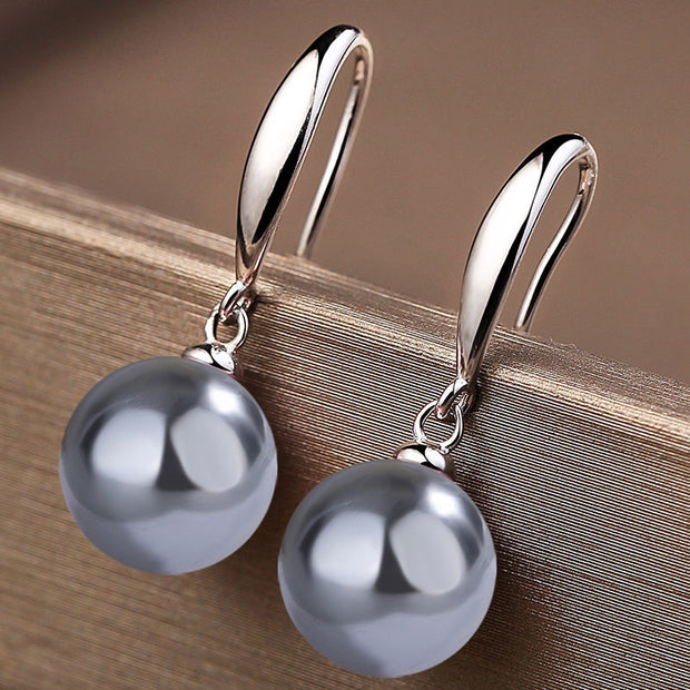 14MM S925 Sterling Silver Shell Pearl Earrings Women
