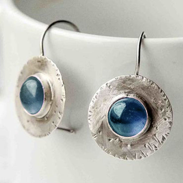 New Ethnic Style Ancient Round Inlaid Earrings