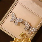 Butterfly Zircon Earrings Silver Pin Butterfly Wings