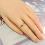Thai Silver Sweet And Simple Hollow Silver Small Flower Open Index Finger Ring