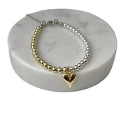 Round Beads Glossy Heart-shaped Multi-part Bracelet