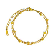 Gold Vintage Double-layer Bracelet For Women Titanium Steel Ornament