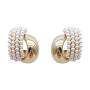 French Retro High-grade Pearl Metal Stud Earrings For Women